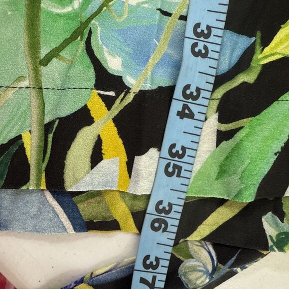 H M Dress Womens L Short Kaftan Multi Tropical Parrot Belted Vacation Resort - Picture 10 of 12